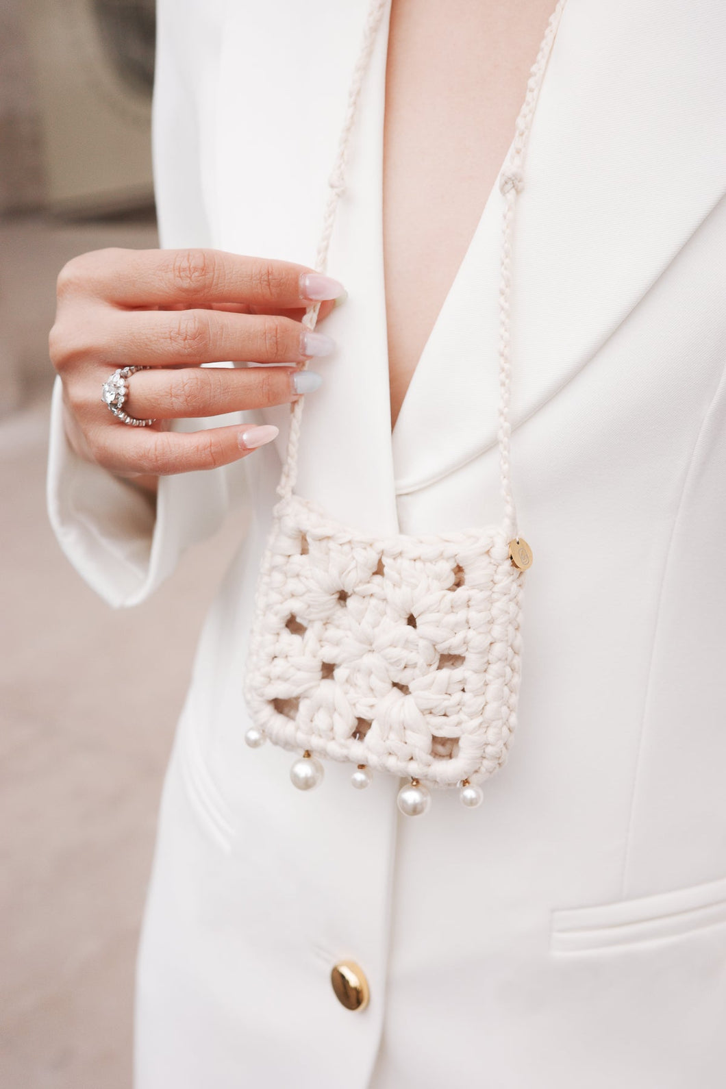 Adena wedding mini woven necklace bag
