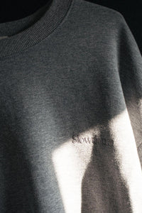 Embroidered crewneck sweat shirt grey
