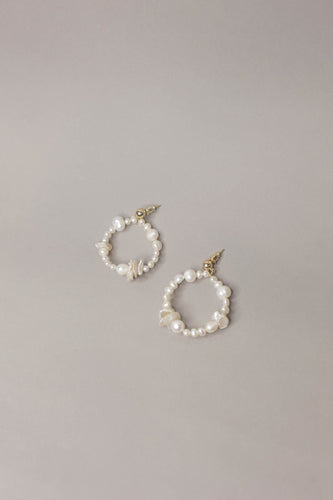 Ivoire bridal pearl hoop earrings baroque pearl keshi pearl
