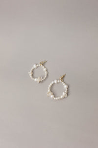 Ivoire bridal pearl hoop earrings baroque pearl keshi pearl
