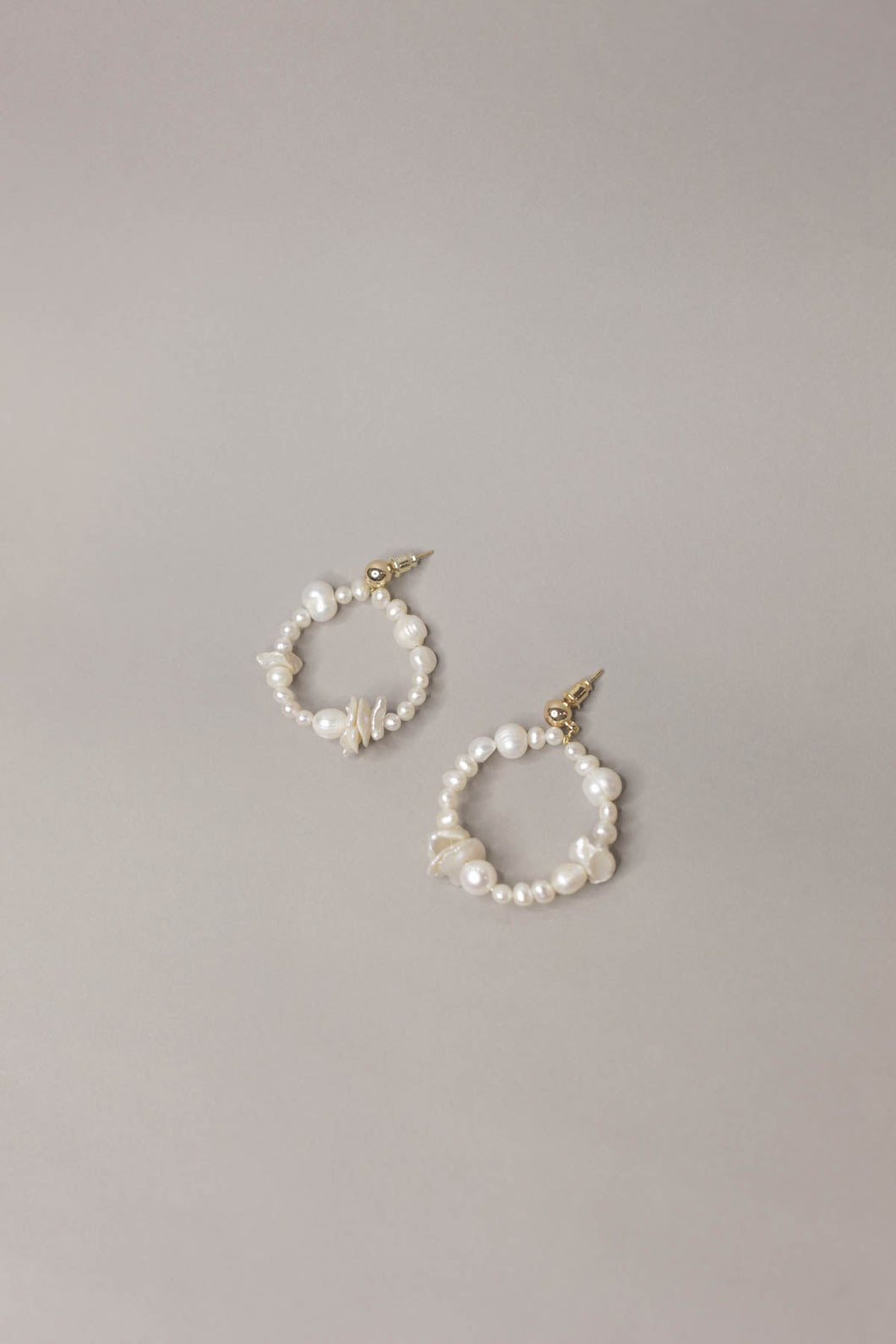 Ivoire bridal pearl hoop earrings baroque pearl keshi pearl
