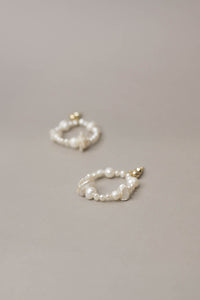 Ivoire bridal pearl hoop earrings baroque pearl keshi pearl
