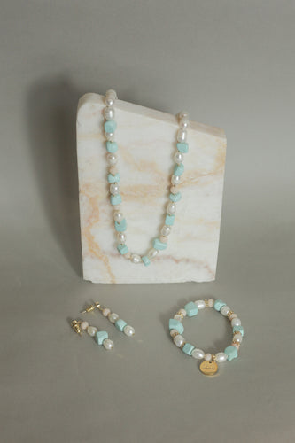 Turquoise pearl jewelry set
