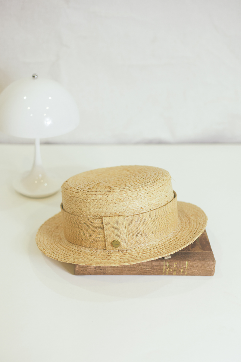 James boater hat for men in natural raffia
