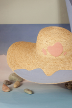 Tải hình ảnh vào Thư viện hình ảnh, Rivedoux wide brim raffia straw hat with colored strip made from upcycled fabrics