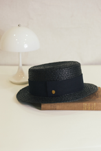 Load image into Gallery viewer, James boater hat for men in black raffia