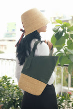 Load image into Gallery viewer, Faye mini raffia and linen bag