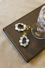 Load image into Gallery viewer, Frances flat pearl hoop drop earrings
