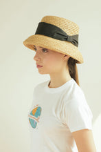 Load image into Gallery viewer, Daisy classic raffia hat with colored band