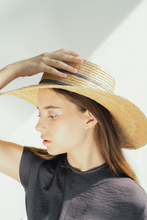 Tải hình ảnh vào Thư viện hình ảnh, Model wearing Merlier Coast Classic raffia straw wide brim hat