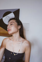 Load image into Gallery viewer, Love pearl embellishment black fascinator headband