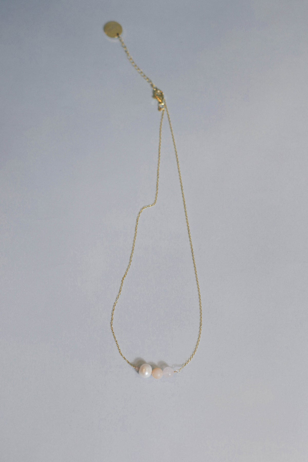 Morgan necklace from morganite and pearl
