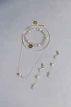 Load image into Gallery viewer, Morgan long drop earrings from morganite and pearl