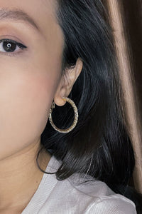 Noor emerald-cut crystal pavé gold plated hoop drop earrings
