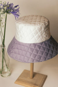 Pilvi purple and cream silk bucket hat
