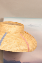 Load image into Gallery viewer, Rainbow raffia straw crownless hat with downturn brim 