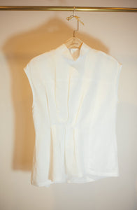 Trouvaille asymmetric white linen blouse
